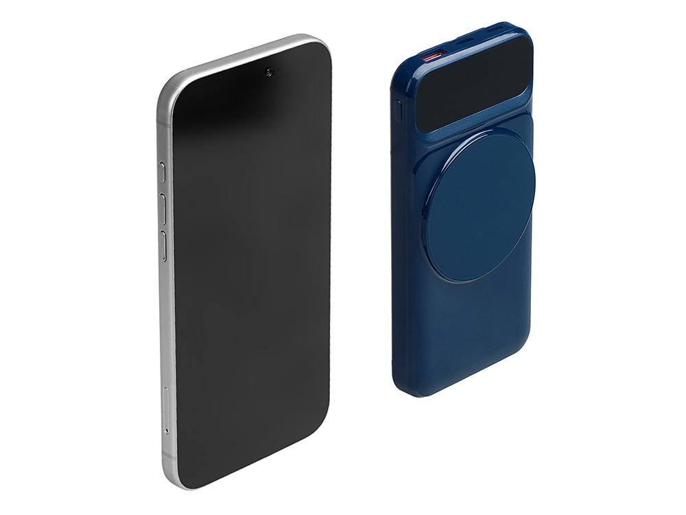 Магнитный беспроводной внешний аккумулятор со встроенными кабелями Мэни, 10000 мАч