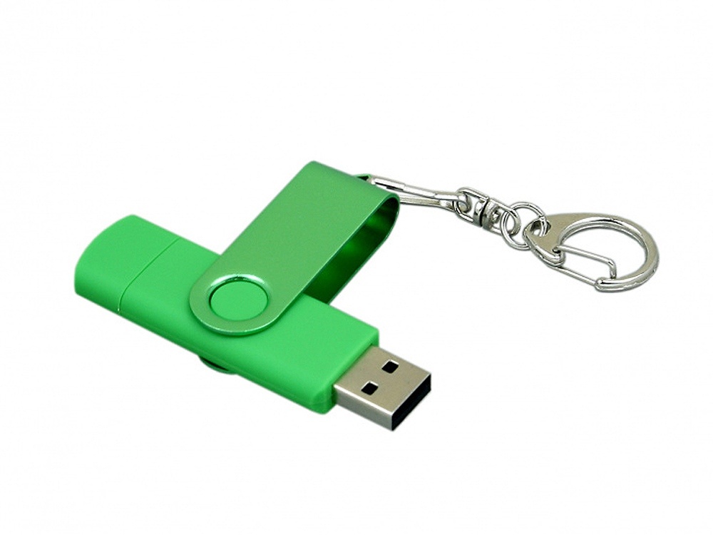 64 Гб USB 2.0 флеш-накопитель с вращающимся корпусом и Micro USB портом