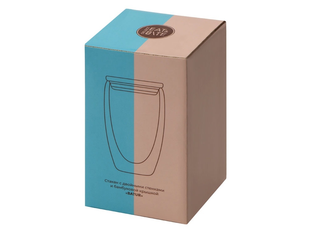 Стакан с двойными стенками и бамбуковой крышкой Batur