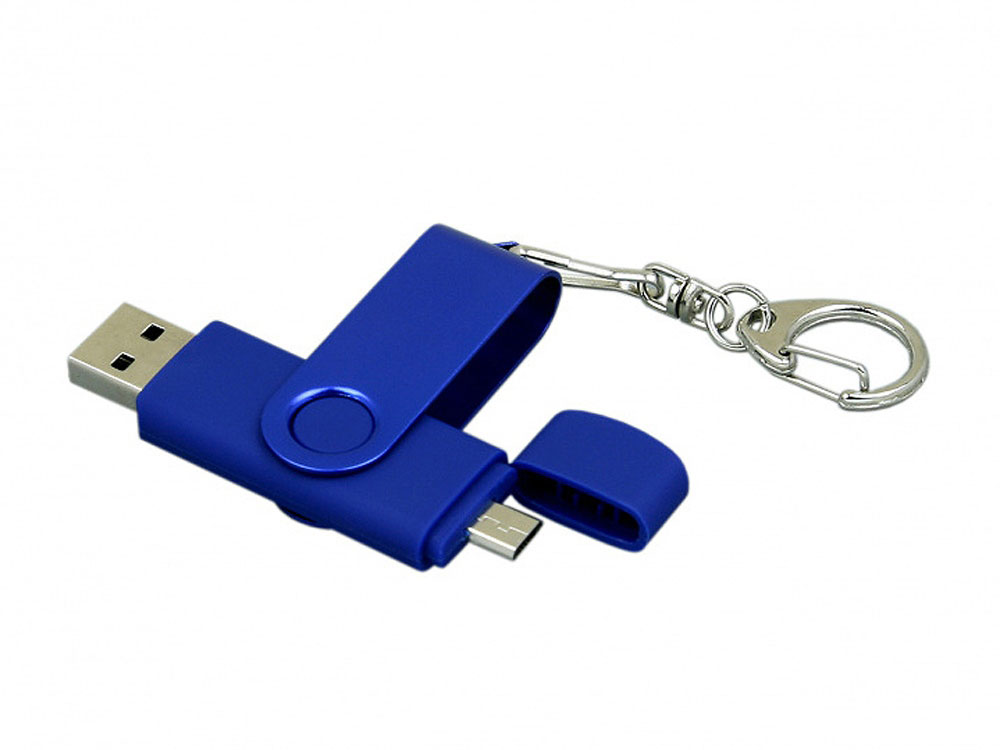 64 Гб USB 2.0 флеш-накопитель с вращающимся корпусом и Micro USB портом