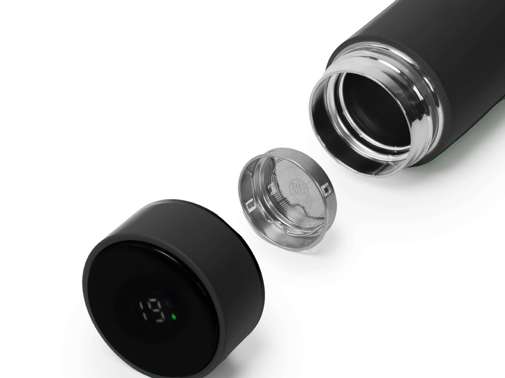 Термос FAMILY MARK LED, индикатор, soft touch