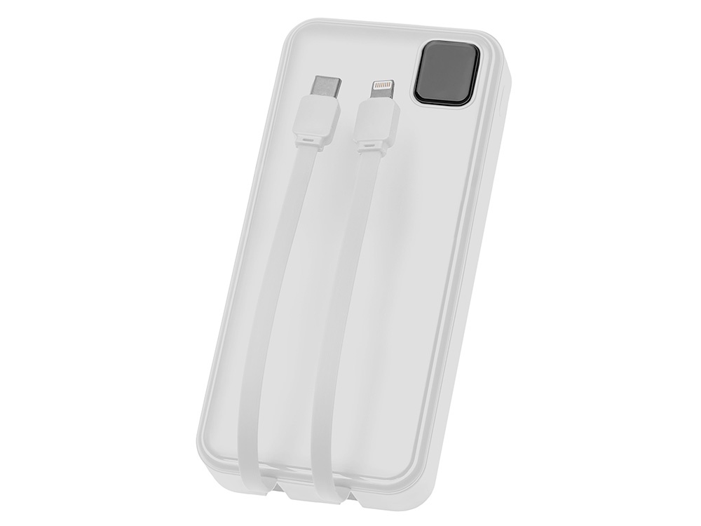 Внешний аккумулятор со встроенными кабелями Фрэйм Про, быстрая зарядка, 20000мач