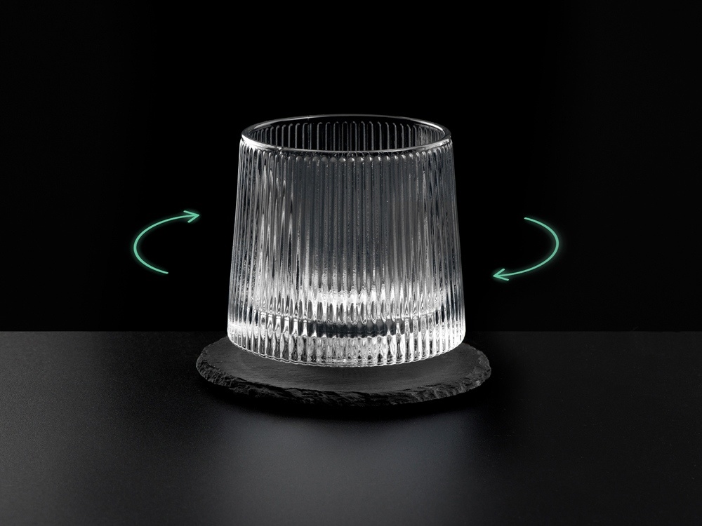 Вращающийся бокал для виски на сланцевом костере Ventura