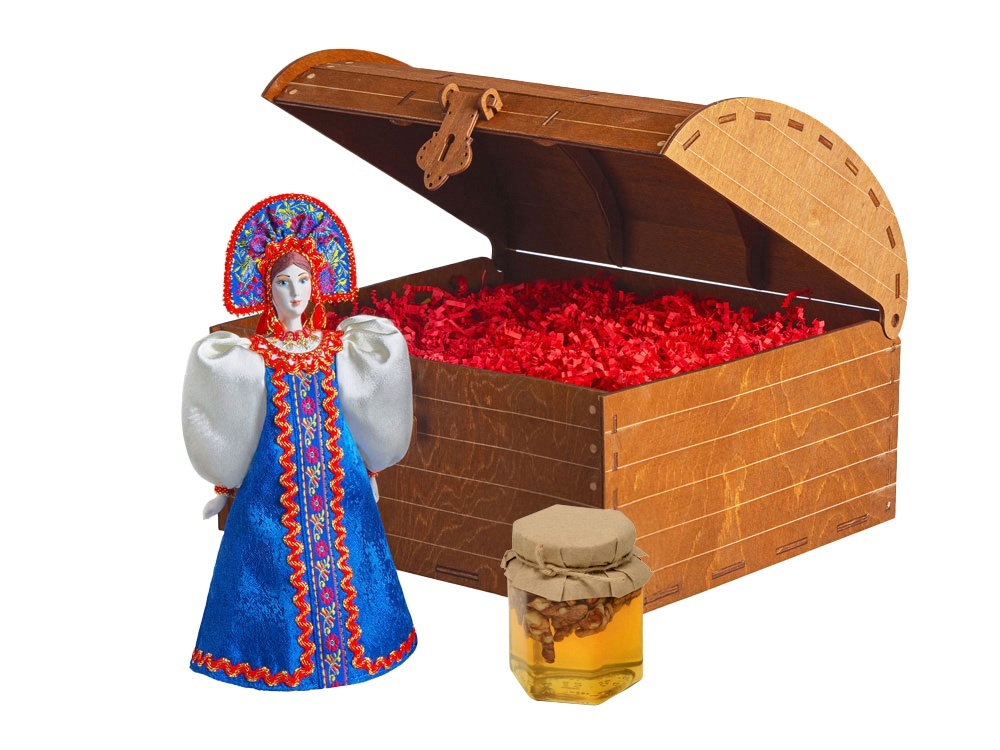 Подарочный набор: кукла фарфоровая, мёд с гецким орехом