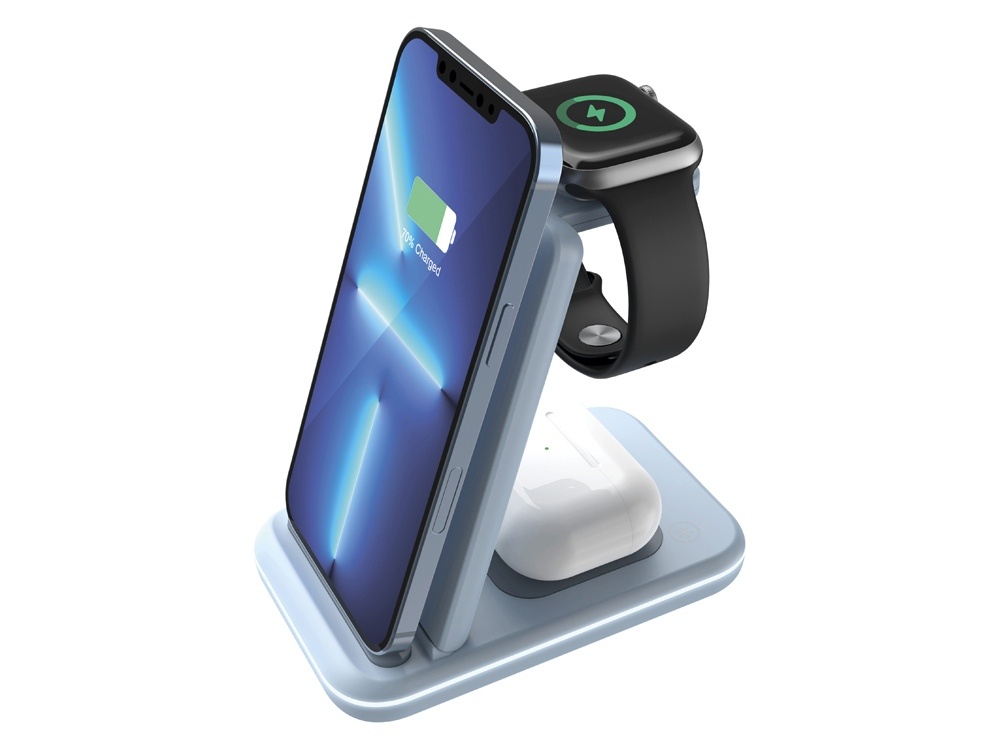 Беспроводное зарядное устройство 3-в-1 WS-304, 15 Вт